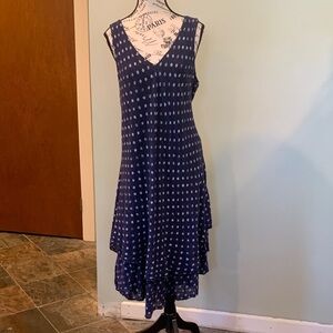 CHARLIE B Navy Blue Polka Dot Gauzy Cotton Sleeveless Dress Sundress Women’s XL